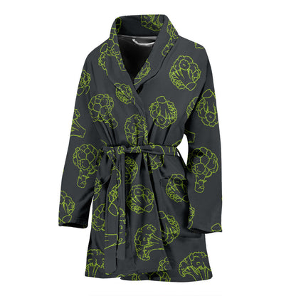 Broccoli Pattern Print Design 01 Women Bathrobe