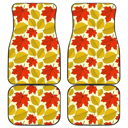Elm Maple Leave Print Pattern Car Floor Mats Front Back