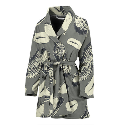 Peanut Pattern Print Design A01 Women Bathrobe