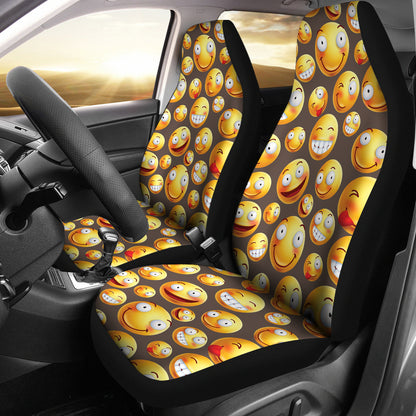 Smiley Face Emoji Print Design LKS303 Car Seat Covers