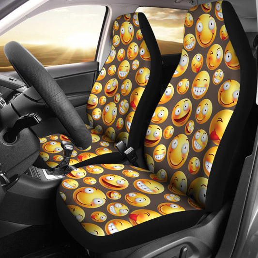 Smiley Face Emoji Print Design LKS303 Car Seat Covers
