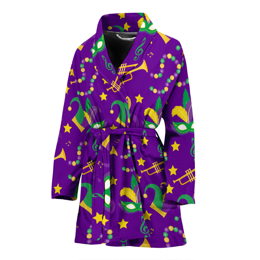 Mardi Gras Pattern Print Design 06 Women Bathrobe
