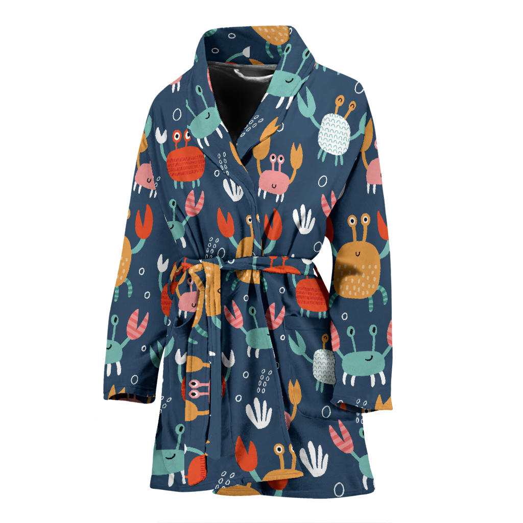 Crab Pattern Print Design 05 Women Bathrobe