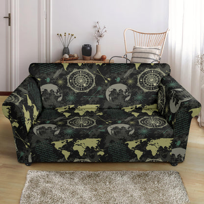 World Map Print Design LKS303 Loveseat Couch Slipcover