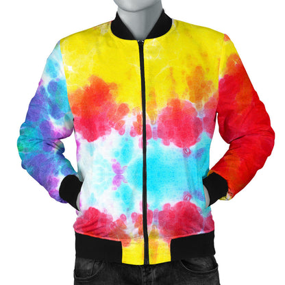 Tie Dye Rainbow Themed Print Men Bomber Jacket