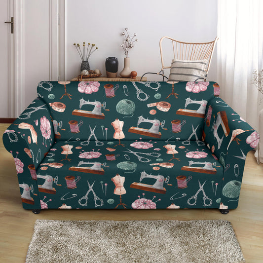 Sewing Equipment Print Design LKS307 Loveseat Couch Slipcover