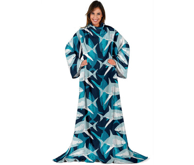 Shark Design Print Adult Sleeve Blanket