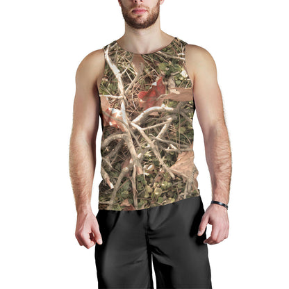 Camouflage Realistic Tree Authumn Print Men Tank Top