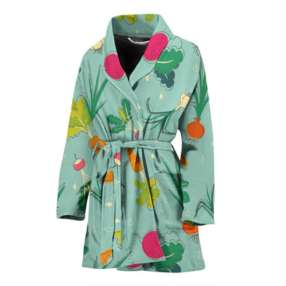 Radish Pattern Print Design A01 Women Bathrobe