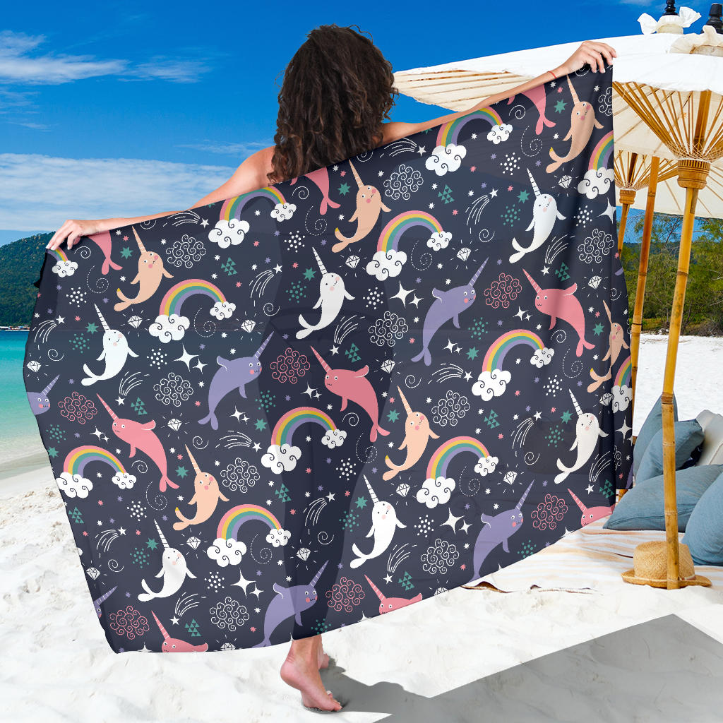 Narwhal Pattern Print Design 01 Sarong Pareo Wrap