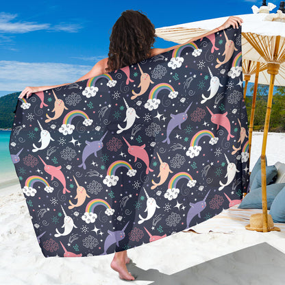 Narwhal Pattern Print Design 01 Sarong Pareo Wrap