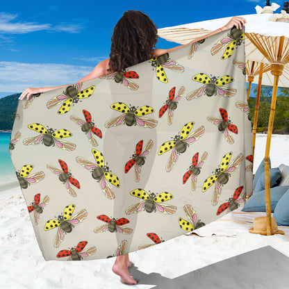 Ladybug Pattern Print Design 04 Sarong Pareo Wrap