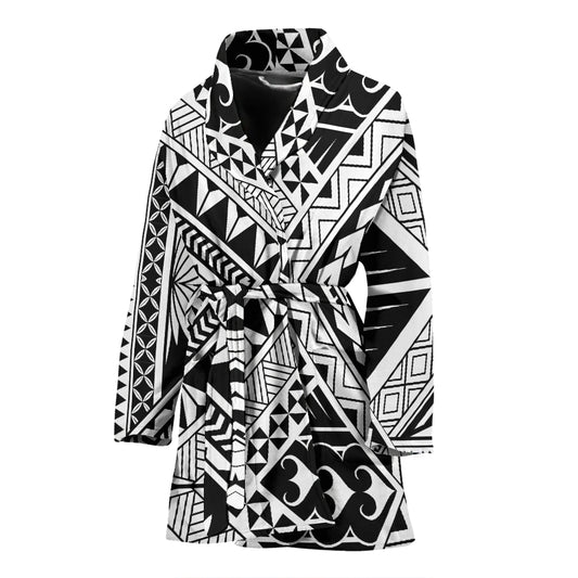 Samoan Tattoo Style Print Design LKS307 Women Bathrobe