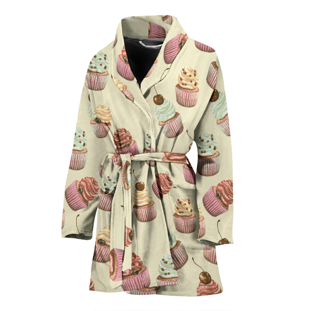 Cupcake Pattern Print Design 04 Women Bathrobe