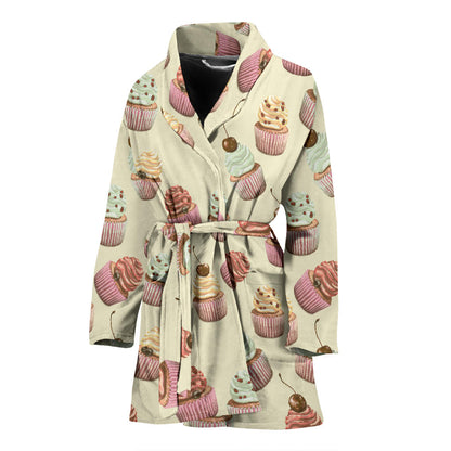 Cupcake Pattern Print Design 04 Women Bathrobe