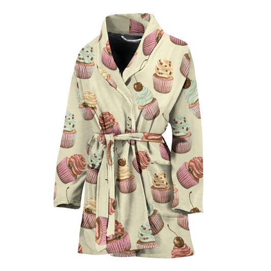 Cupcake Pattern Print Design 04 Women Bathrobe