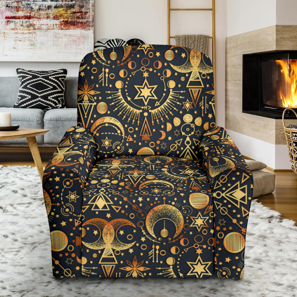 Sun Moon Print Design LKS308 Recliner Slipcover with Pocket