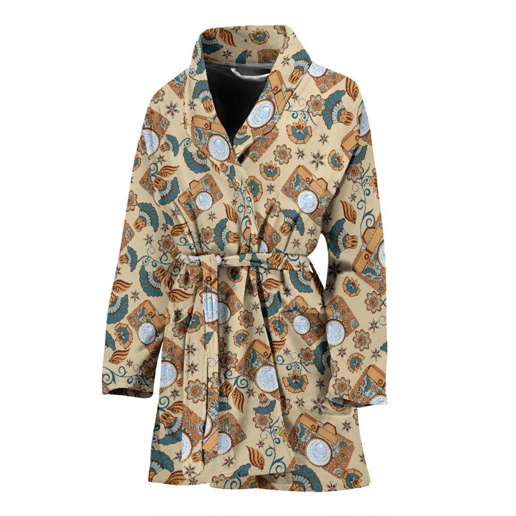 Camera Pattern Print Design 05 Women Bathrobe