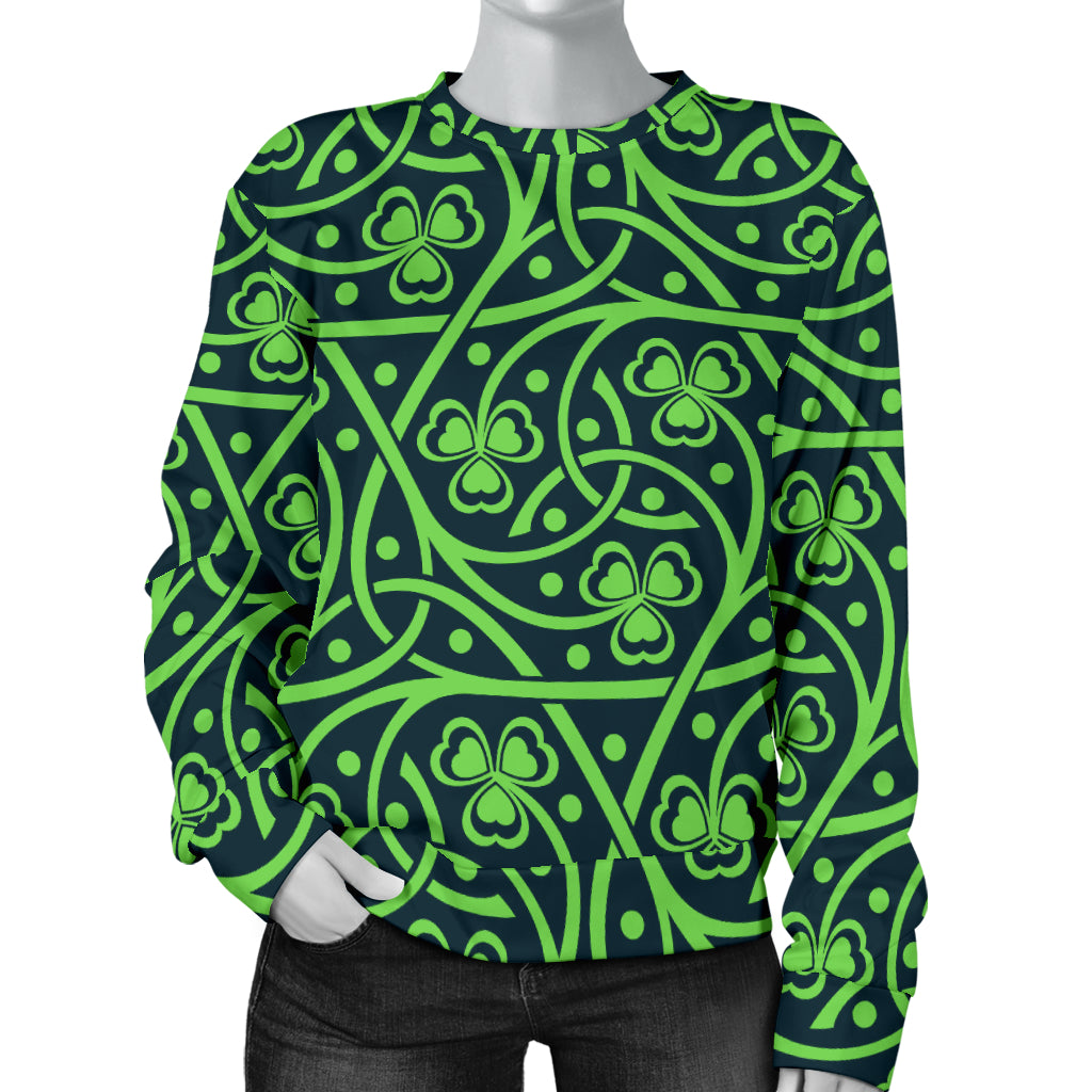 Shamrock Themed Print Women Long Sleeve Sweatshirt