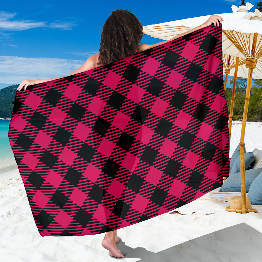 Buffalo check Pink Pattern Print Design 01 Sarong Pareo Wrap