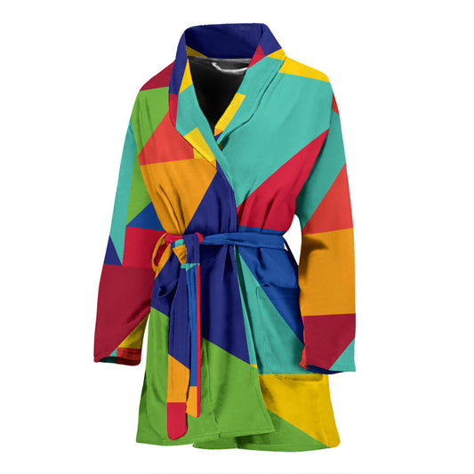 Mosaic Pattern Print Design 01 Women Bathrobe