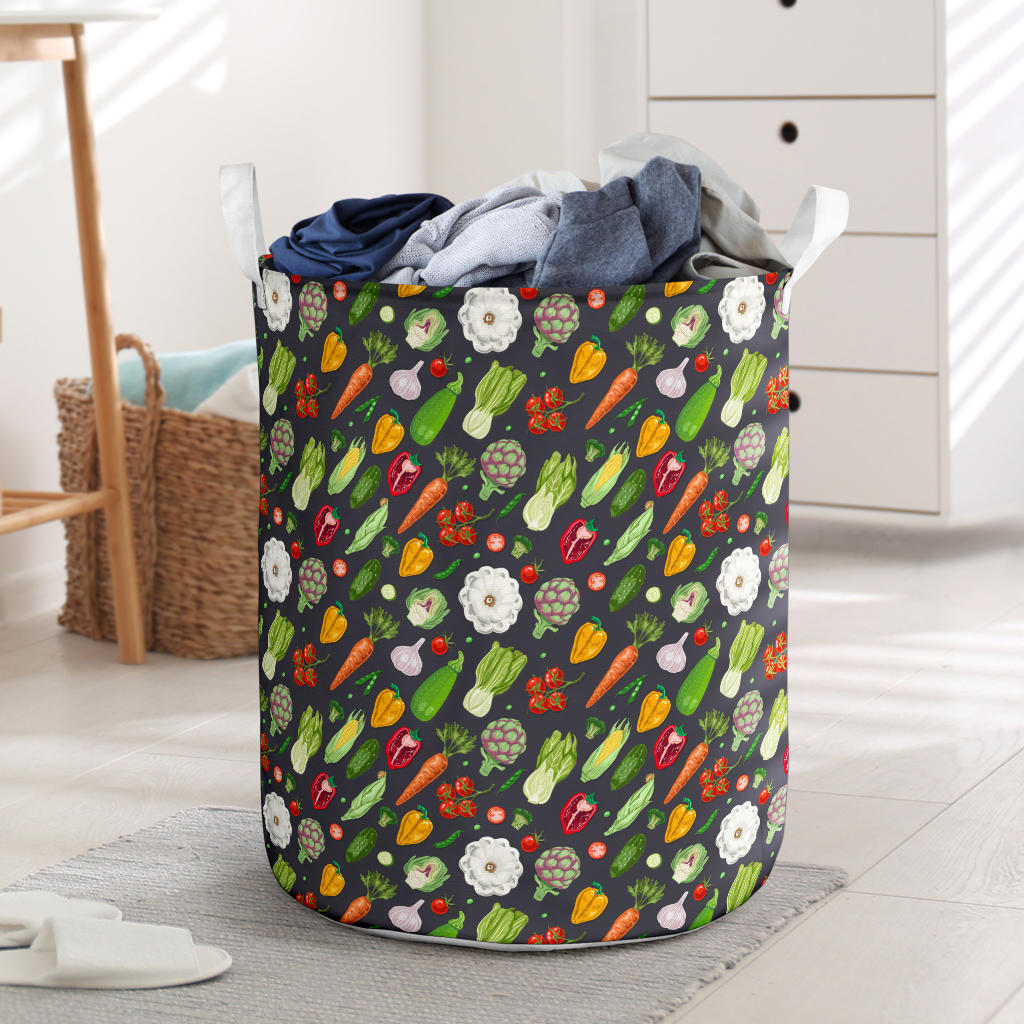 Vegan Pattern Themed Design Print Laundry Basket