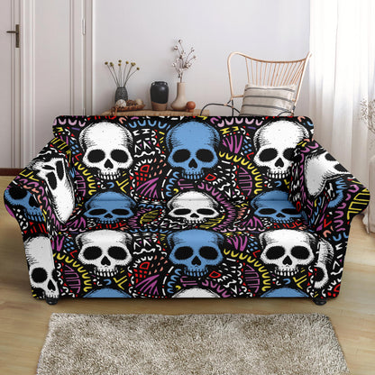 Skull Print Design LKS305 Loveseat Couch Slipcover