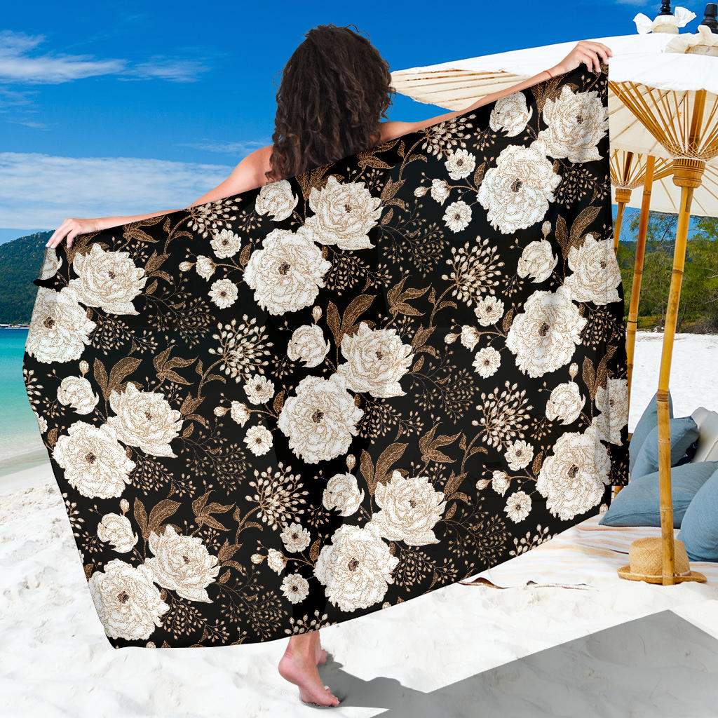 Peony Pattern Print Design A02 Sarong Pareo Wrap