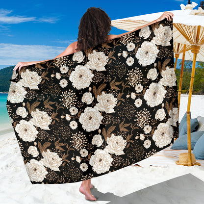 Peony Pattern Print Design A02 Sarong Pareo Wrap