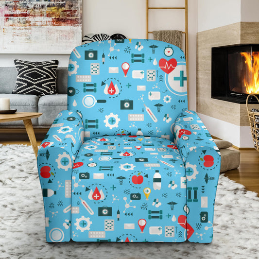 Medical Pattern Print Design 06 Recliner Slipcover with Pocket