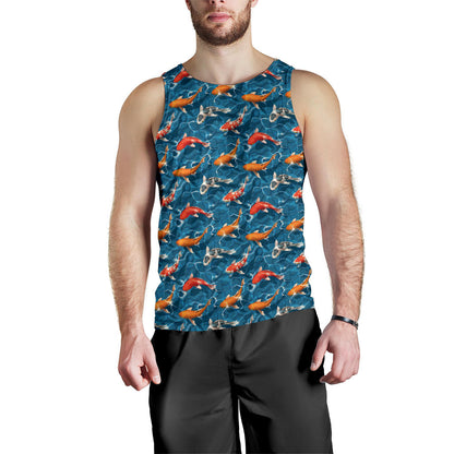 Koi Carp Water Design Themed Print Men Tank Top