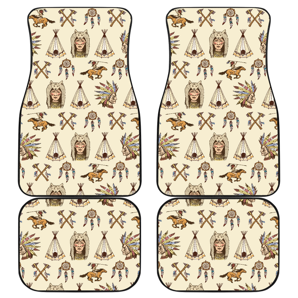 Native Indian Pattern Design Print Car Floor Mats Front Back
