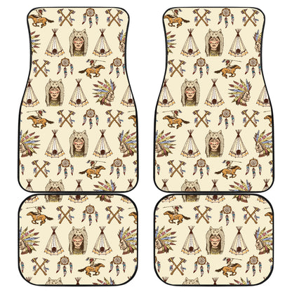 Native Indian Pattern Design Print Car Floor Mats Front Back