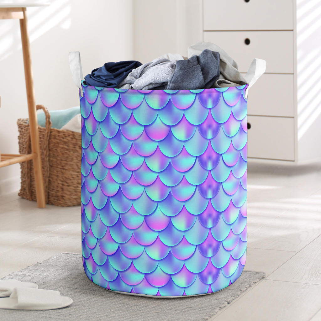 Mermaid Tail Design Print Pattern Laundry Basket