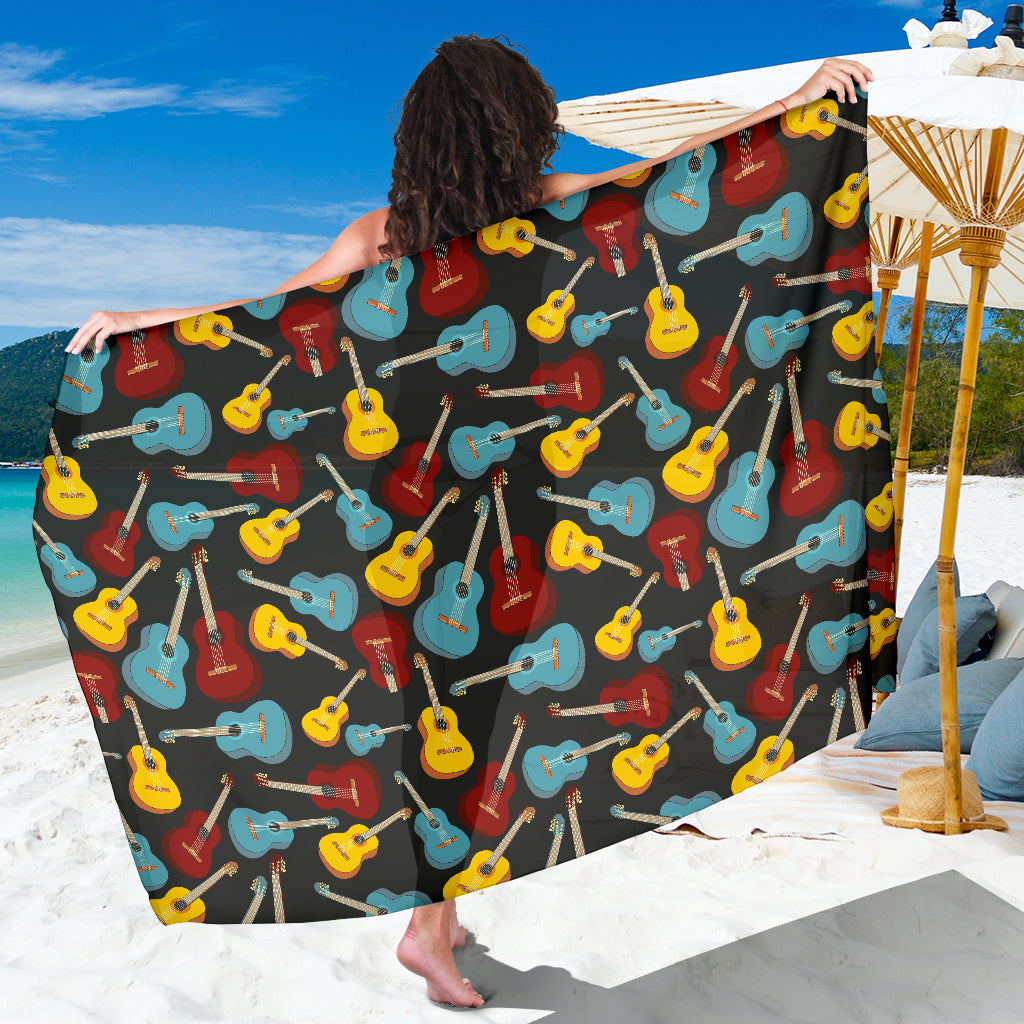 Acoustic Guitar Pattern Print Design 01 Sarong Pareo Wrap