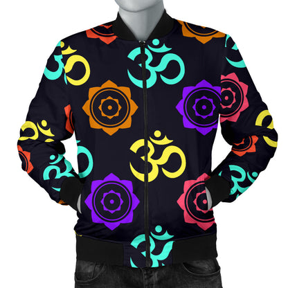 Chakra OM Print Pattern Men Bomber Jacket