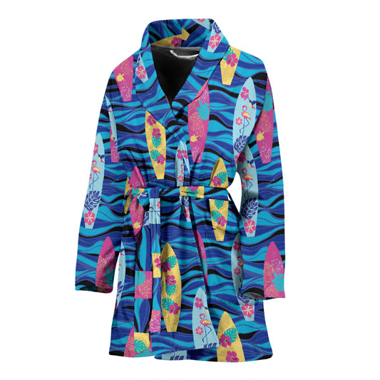Surfboard Print Design LKS304 Women Bathrobe