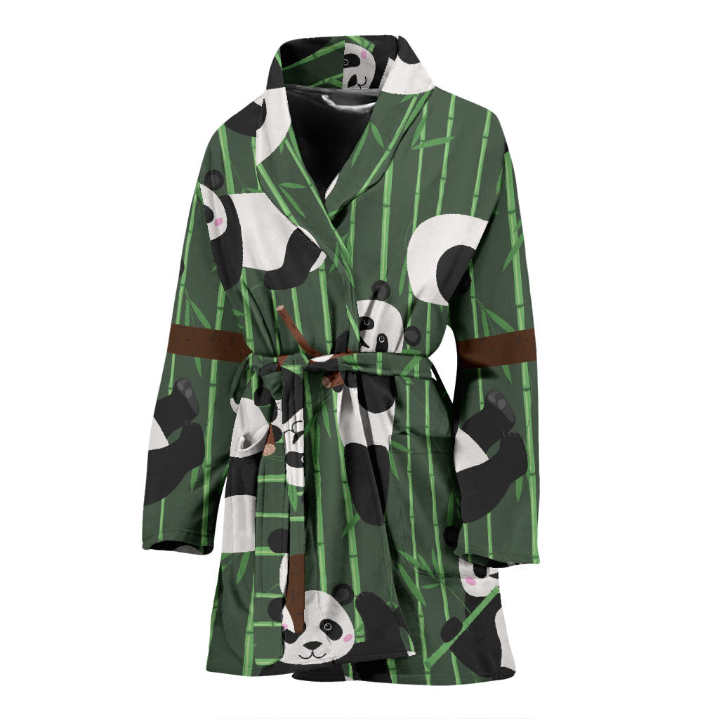 Panda Pattern Print Design A04 Women Bathrobe