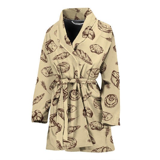Bread Pattern Print Design 04 Women Bathrobe