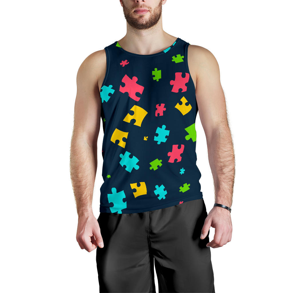 Autism Awareness Colorful Design Print Men Tank Top