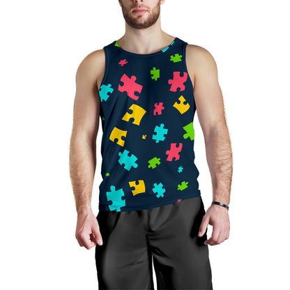 Autism Awareness Colorful Design Print Men Tank Top