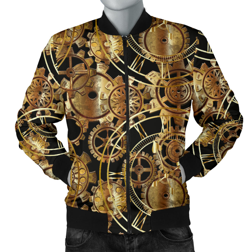 Steampunk Gear Design Themed Print Men Bomber Jacket