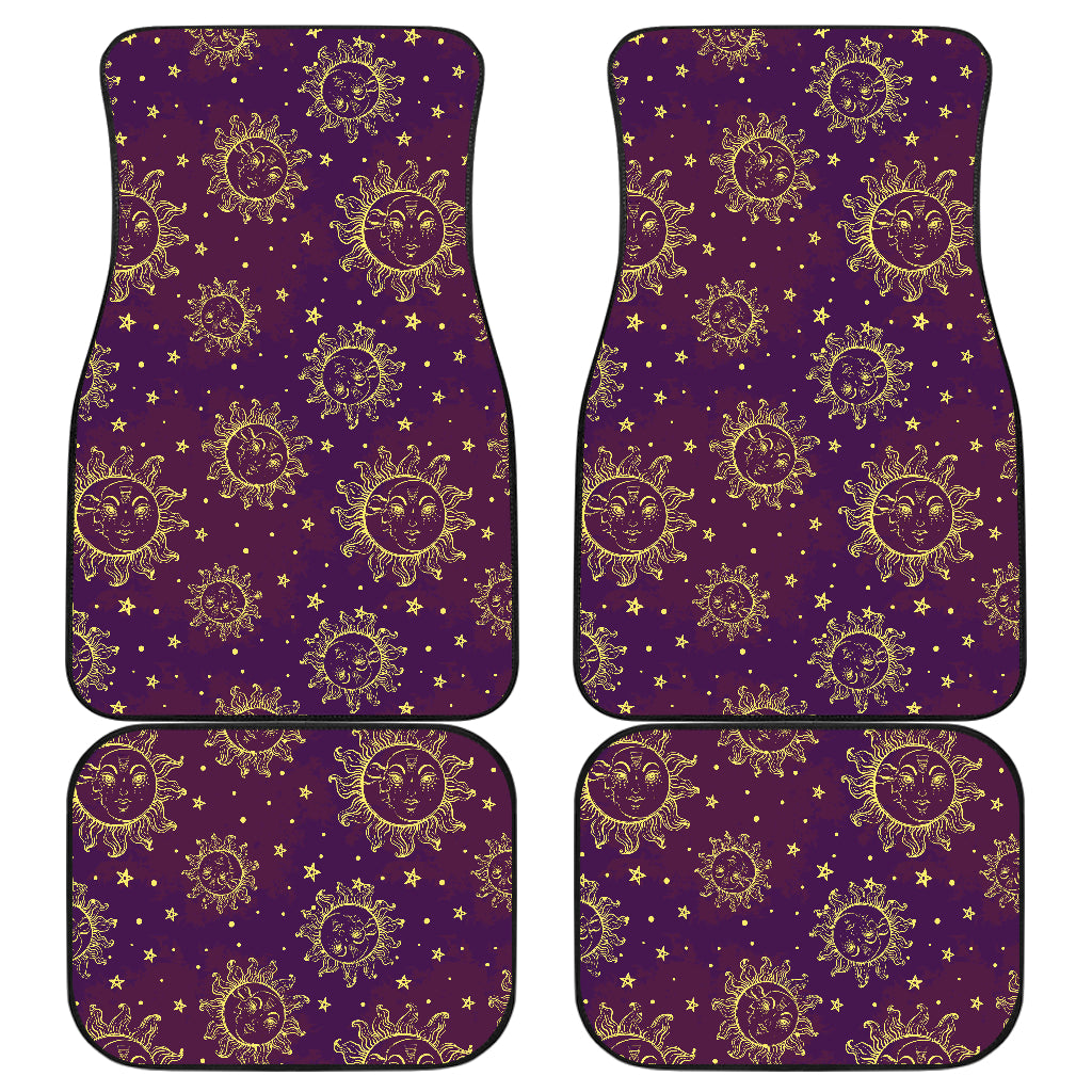 Sun Moon Star Design Themed Print Car Floor Mats Front Back