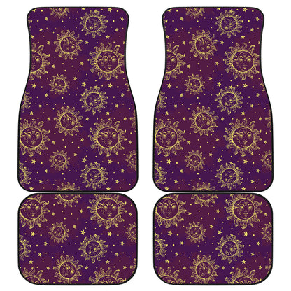 Sun Moon Star Design Themed Print Car Floor Mats Front Back