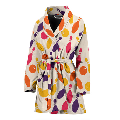 Bowling Pattern Print Design 06 Women Bathrobe