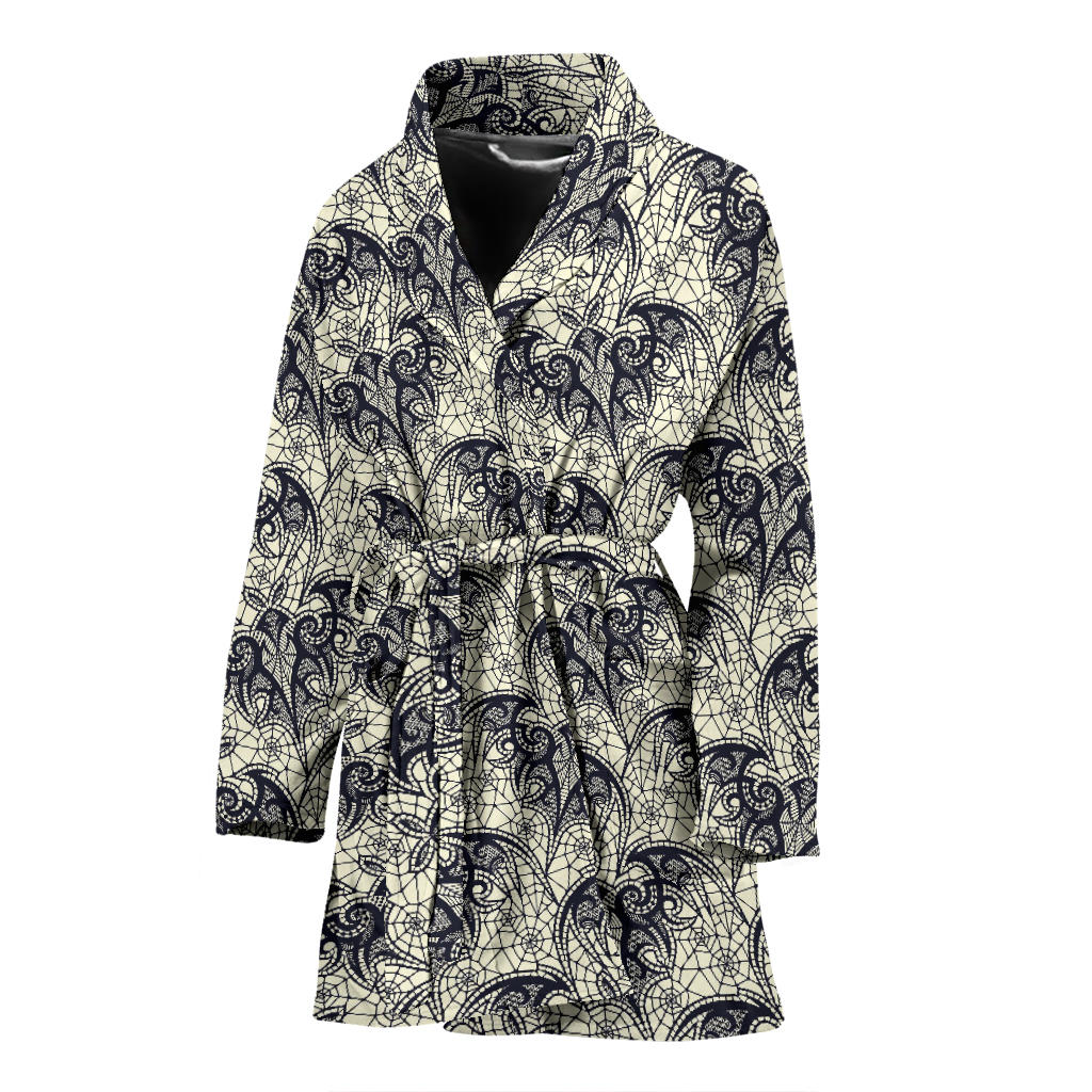Bat Tribal Pattern Print Design 06 Women Bathrobe