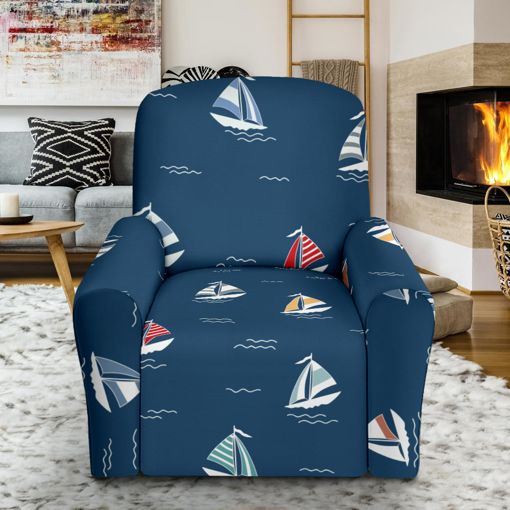 Sailing Ships Pattern Print Design A02 Recliner Slipcover with Pocket
