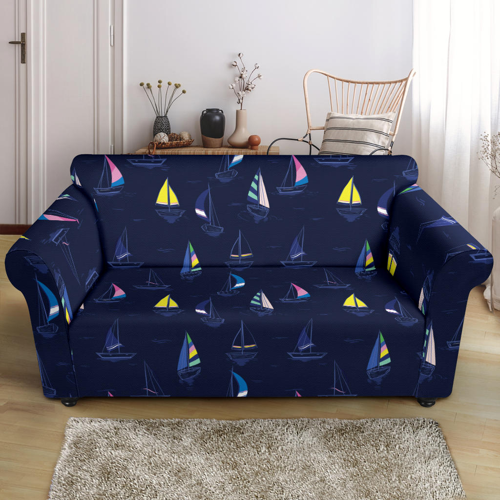 Sailboat Print Design LKS305 Loveseat Couch Slipcover