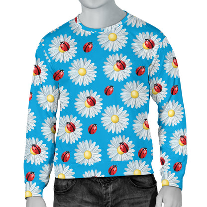 Ladybug with Daisy Themed Print Pattern Men Long Sleeve Sweatshirt