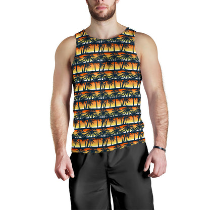Palm Tree Sunset Design Print Men Tank Top